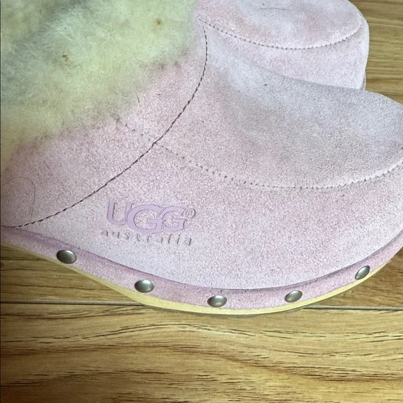 UGG Light Pink Shearling Clogs - Picture 3 of 6